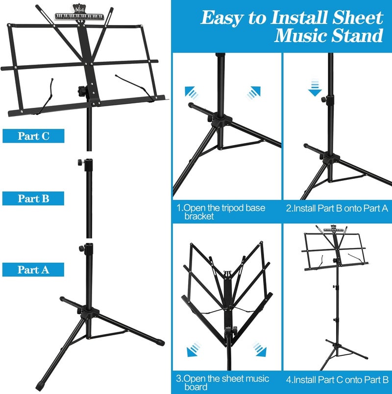 DkOvn 1 Pack Music Stand, with Music Sheet Clip Holder & Carrying Bag - Image 5